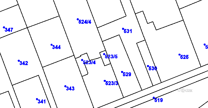 Parcela st. 523/5 v KÚ Čekyně, Katastrální mapa