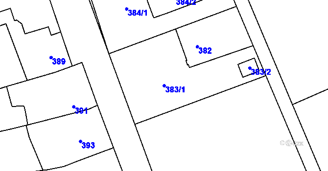 Parcela st. 383/1 v KÚ Čekyně, Katastrální mapa