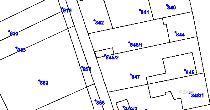 Parcela st. 845/2 v KÚ Čekyně, Katastrální mapa