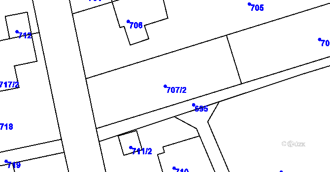 Parcela st. 707/2 v KÚ Čekyně, Katastrální mapa