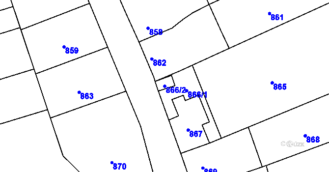Parcela st. 866/2 v KÚ Čekyně, Katastrální mapa