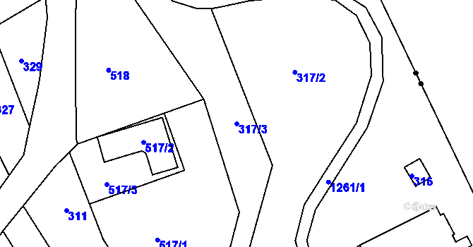 Parcela st. 317/3 v KÚ Čekyně, Katastrální mapa