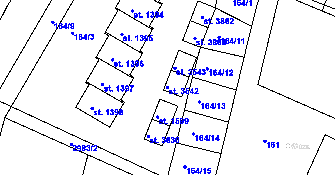 Parcela st. 3542 v KÚ Čeladná, Katastrální mapa