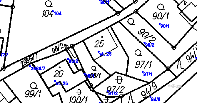 Parcela st. 25 v KÚ Čeladná, Katastrální mapa