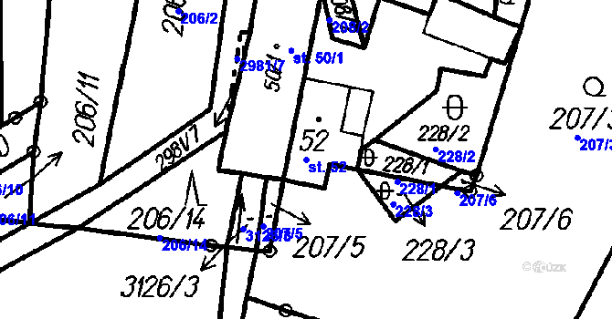 Parcela st. 52 v KÚ Čeladná, Katastrální mapa