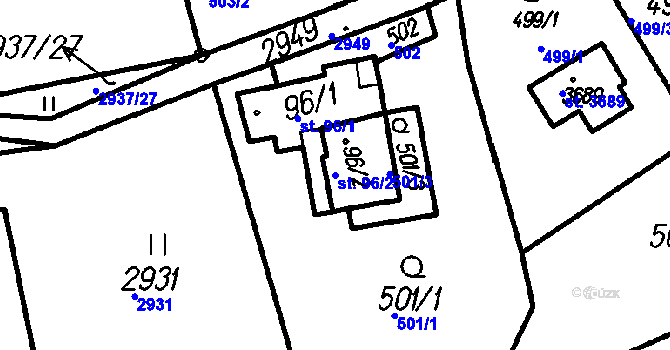 Parcela st. 96/2 v KÚ Čeladná, Katastrální mapa