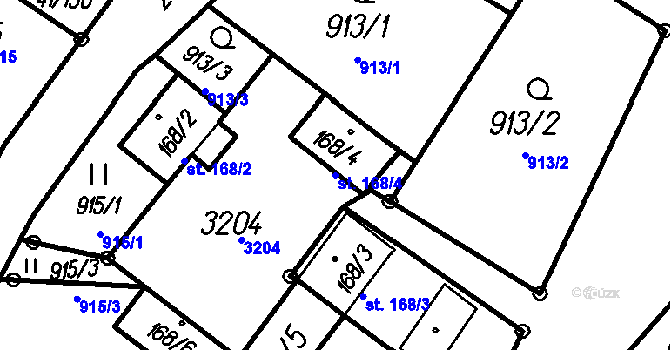 Parcela st. 168/4 v KÚ Čeladná, Katastrální mapa