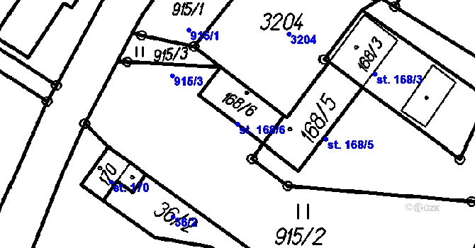 Parcela st. 168/6 v KÚ Čeladná, Katastrální mapa