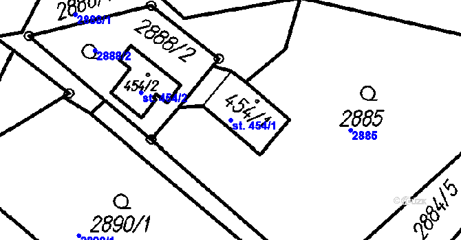 Parcela st. 454/1 v KÚ Čeladná, Katastrální mapa