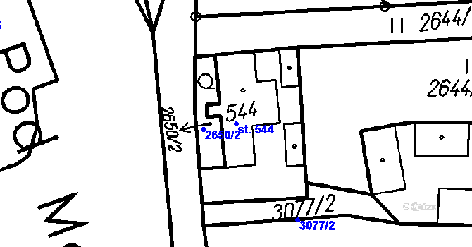 Parcela st. 544 v KÚ Čeladná, Katastrální mapa