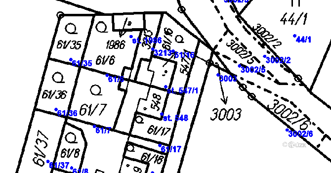Parcela st. 547/1 v KÚ Čeladná, Katastrální mapa