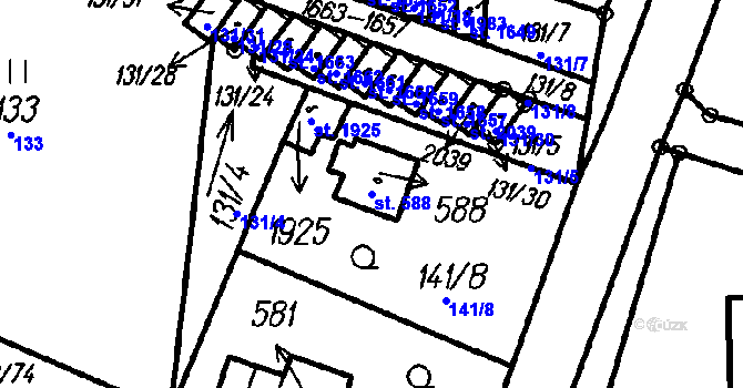 Parcela st. 588 v KÚ Čeladná, Katastrální mapa