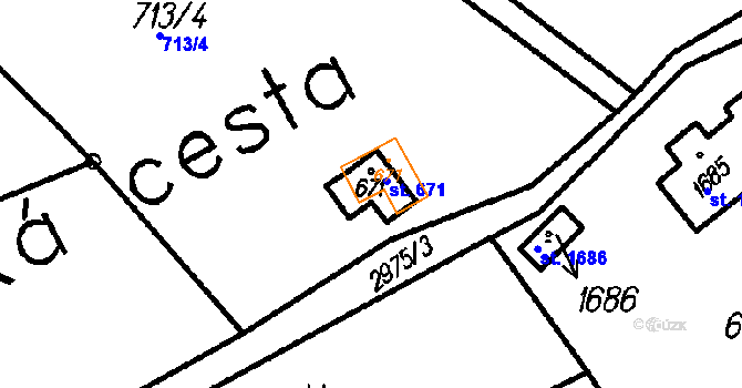 Parcela st. 671 v KÚ Čeladná, Katastrální mapa