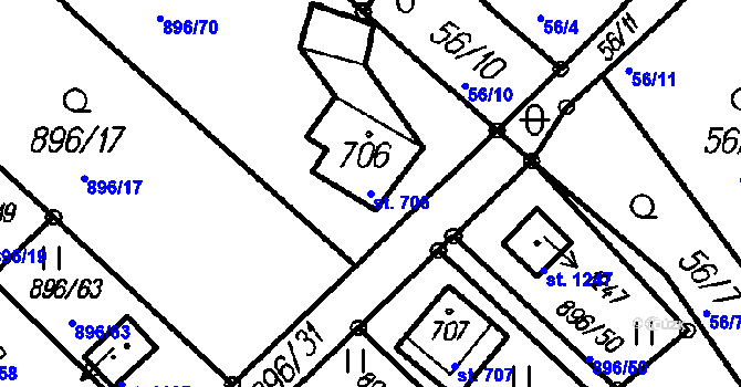 Parcela st. 706 v KÚ Čeladná, Katastrální mapa