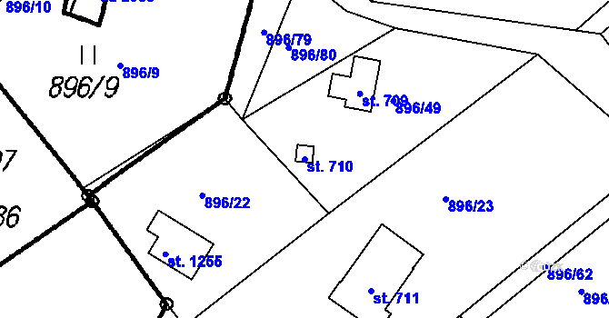 Parcela st. 710 v KÚ Čeladná, Katastrální mapa
