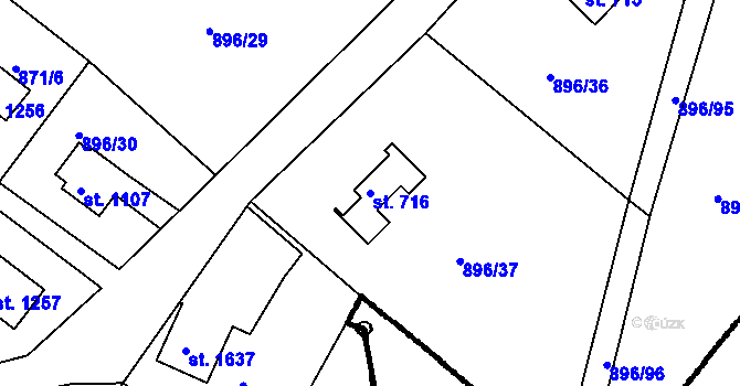 Parcela st. 716 v KÚ Čeladná, Katastrální mapa
