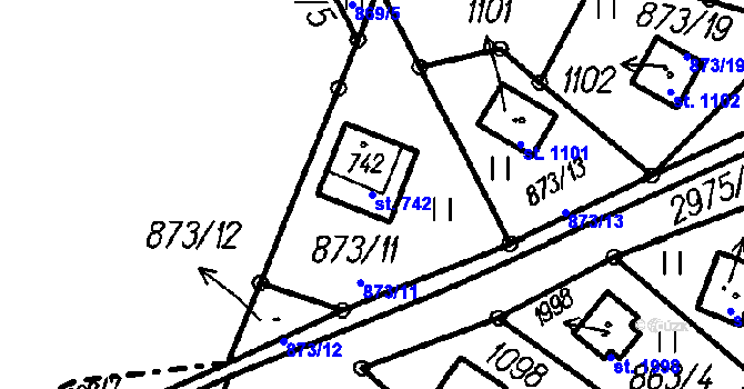 Parcela st. 742 v KÚ Čeladná, Katastrální mapa