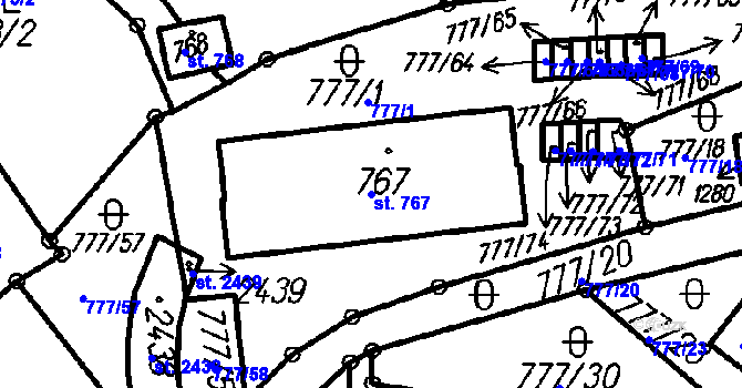 Parcela st. 767 v KÚ Čeladná, Katastrální mapa