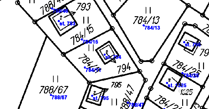 Parcela st. 794 v KÚ Čeladná, Katastrální mapa