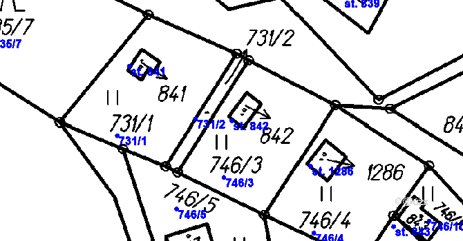 Parcela st. 842 v KÚ Čeladná, Katastrální mapa
