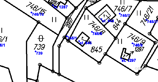 Parcela st. 845 v KÚ Čeladná, Katastrální mapa
