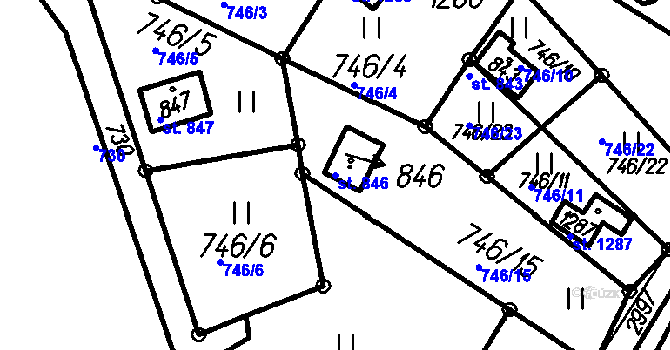 Parcela st. 846 v KÚ Čeladná, Katastrální mapa