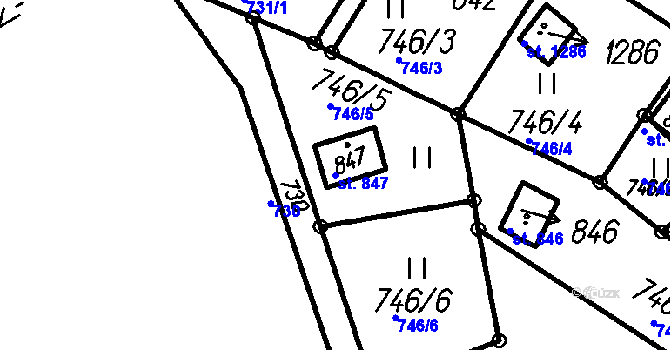 Parcela st. 847 v KÚ Čeladná, Katastrální mapa