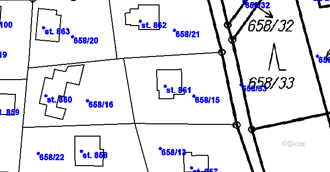 Parcela st. 861 v KÚ Čeladná, Katastrální mapa