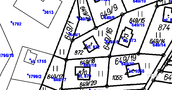 Parcela st. 872 v KÚ Čeladná, Katastrální mapa