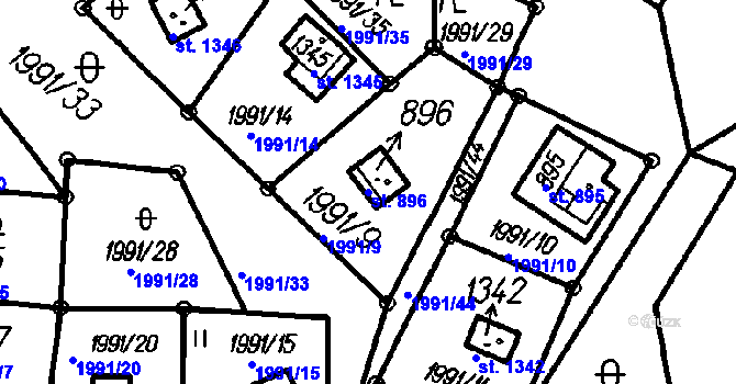 Parcela st. 896 v KÚ Čeladná, Katastrální mapa