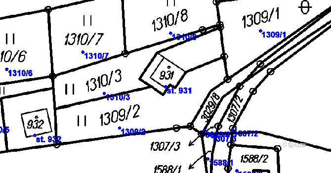 Parcela st. 931 v KÚ Čeladná, Katastrální mapa