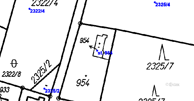 Parcela st. 954 v KÚ Čeladná, Katastrální mapa