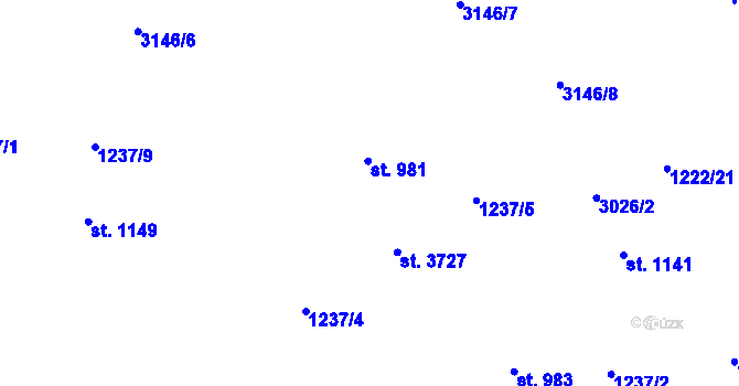 Parcela st. 981 v KÚ Čeladná, Katastrální mapa