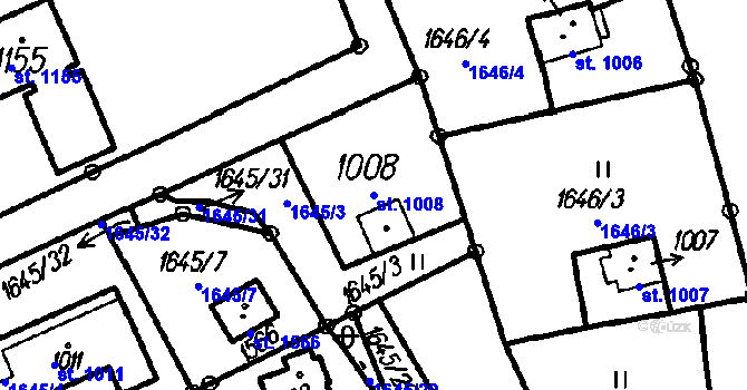 Parcela st. 1008 v KÚ Čeladná, Katastrální mapa