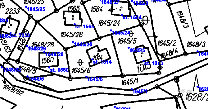 Parcela st. 1014 v KÚ Čeladná, Katastrální mapa