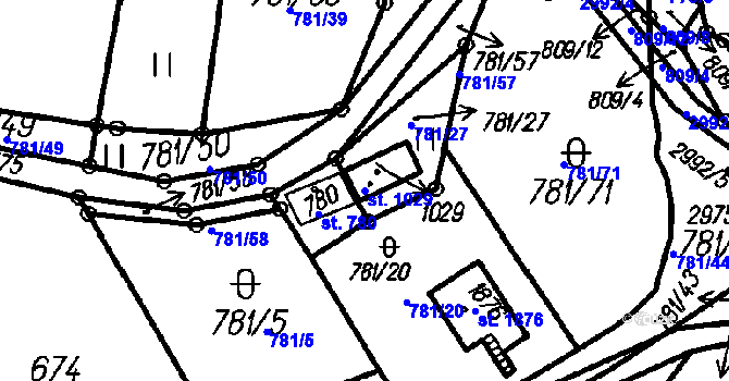 Parcela st. 1029 v KÚ Čeladná, Katastrální mapa