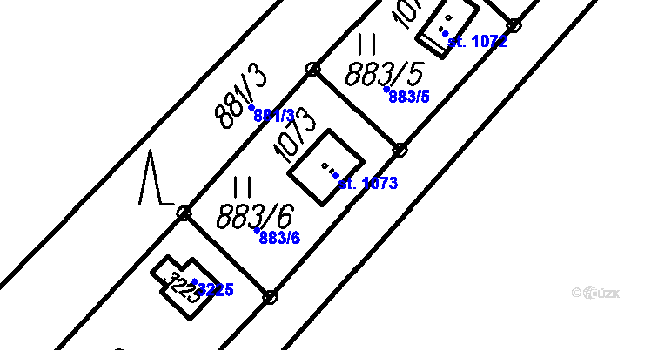 Parcela st. 1073 v KÚ Čeladná, Katastrální mapa