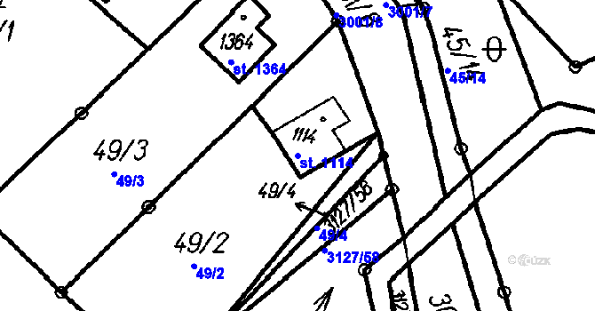 Parcela st. 1114 v KÚ Čeladná, Katastrální mapa