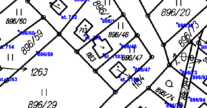 Parcela st. 1183 v KÚ Čeladná, Katastrální mapa
