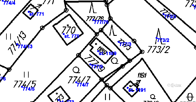 Parcela st. 1189 v KÚ Čeladná, Katastrální mapa