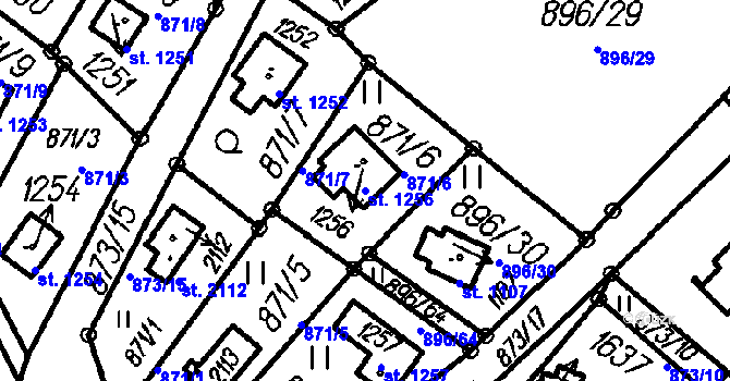 Parcela st. 1256 v KÚ Čeladná, Katastrální mapa