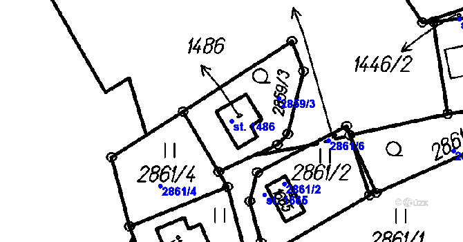 Parcela st. 1486 v KÚ Čeladná, Katastrální mapa