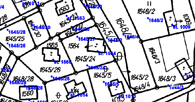 Parcela st. 1564 v KÚ Čeladná, Katastrální mapa