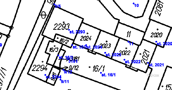Parcela st. 2024 v KÚ Čeladná, Katastrální mapa