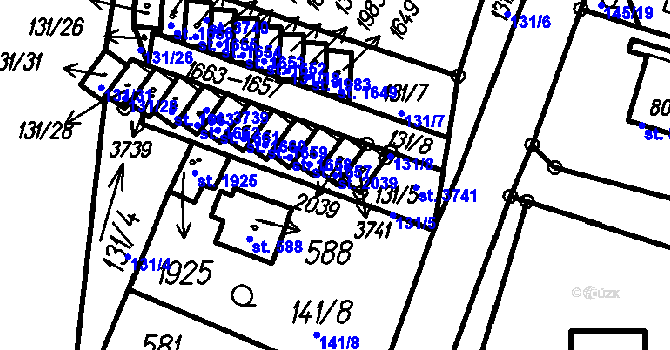 Parcela st. 2039 v KÚ Čeladná, Katastrální mapa