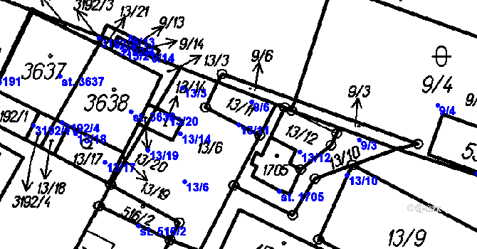 Parcela st. 13/11 v KÚ Čeladná, Katastrální mapa