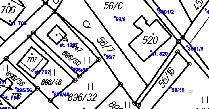 Parcela st. 56/7 v KÚ Čeladná, Katastrální mapa
