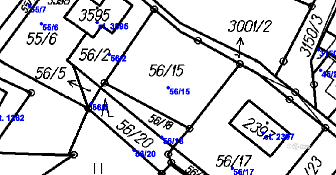 Parcela st. 56/15 v KÚ Čeladná, Katastrální mapa
