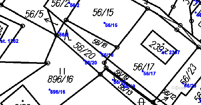 Parcela st. 56/18 v KÚ Čeladná, Katastrální mapa
