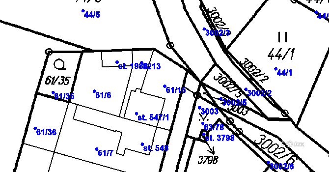 Parcela st. 61/16 v KÚ Čeladná, Katastrální mapa